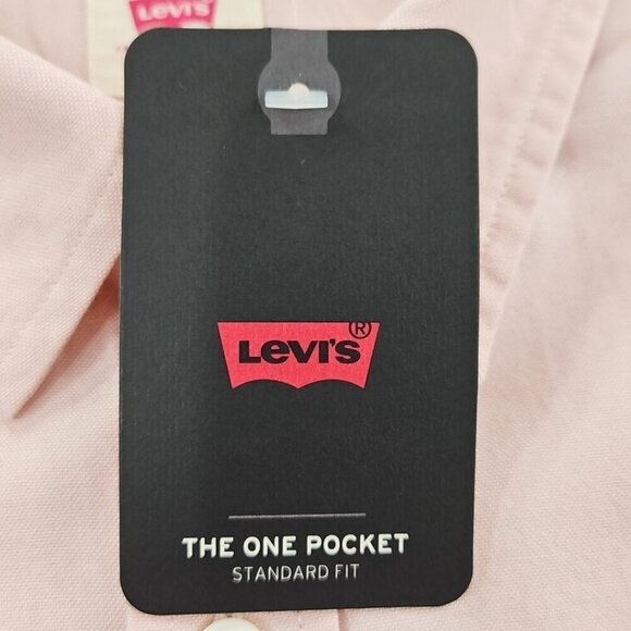 NWT Levi's Oxford Shirt Men's L Pink Long Sleeve Button Up NEW Spread Collar - Picture 11 of 16